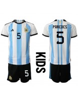Argentina Leandro Paredes #5 Domácí dres pro děti MS 2022 Krátký Rukáv (+ trenýrky)